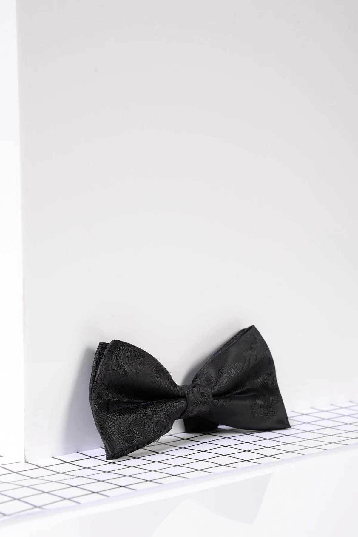 Children's Black Paisley Print Bow Tie