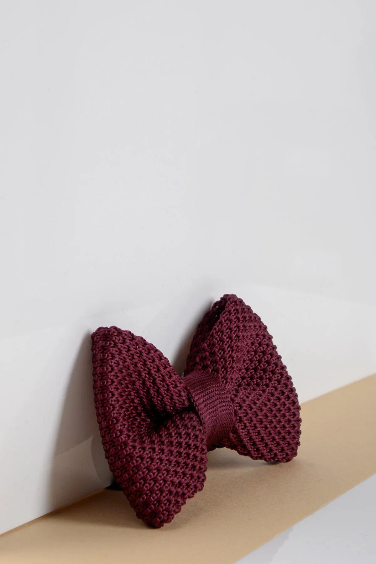 Children's Knitted Bow Tie In Wine