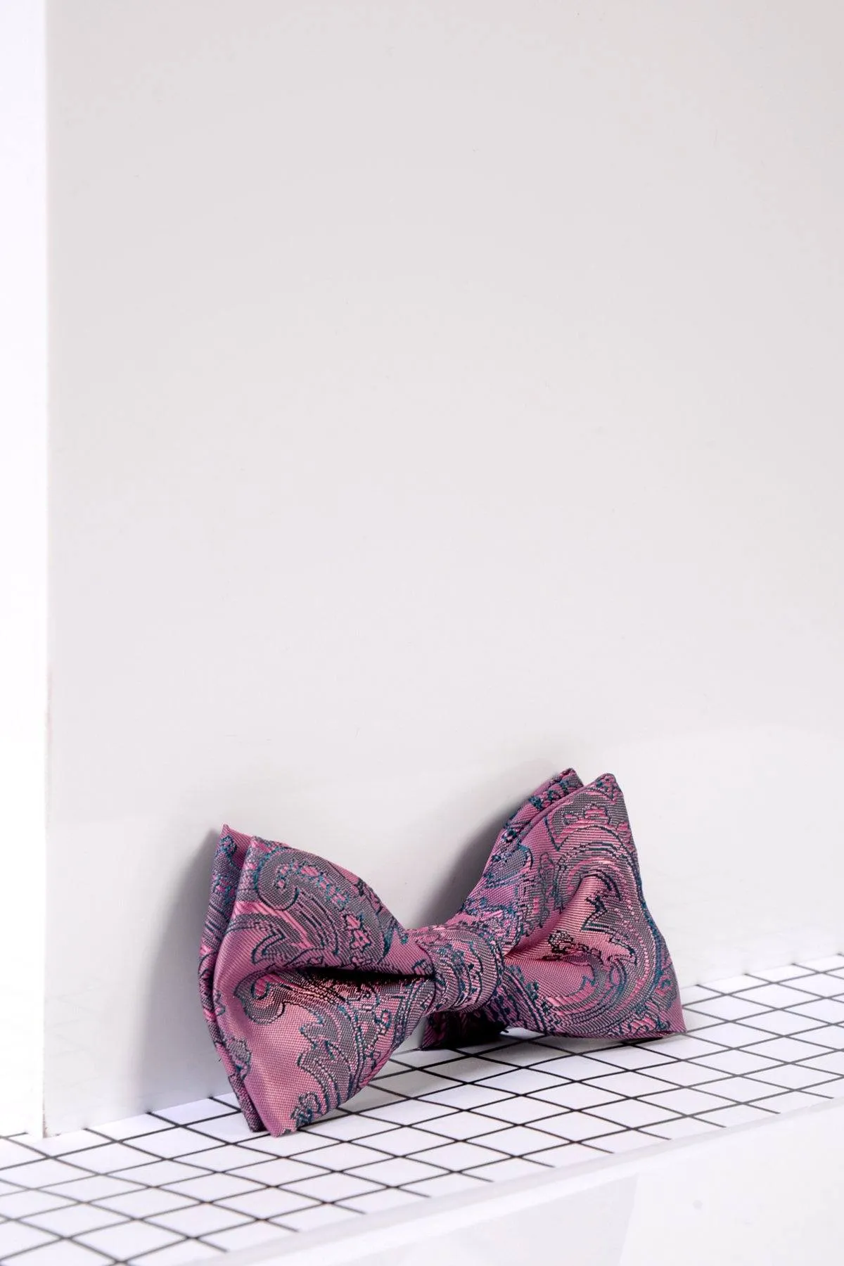 Children's Pink Paisley Print Bow Tie