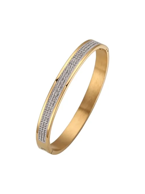 Demi CZ Bangle, Stainless Steel Clip Open Bangle, Size: 58mm Diameter