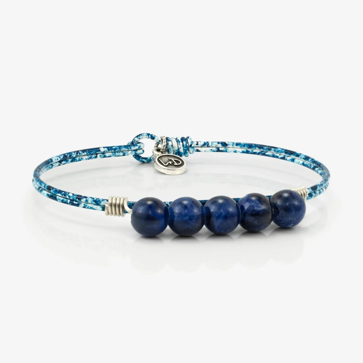 Denim Splatter Beaded Bangle Bracelet