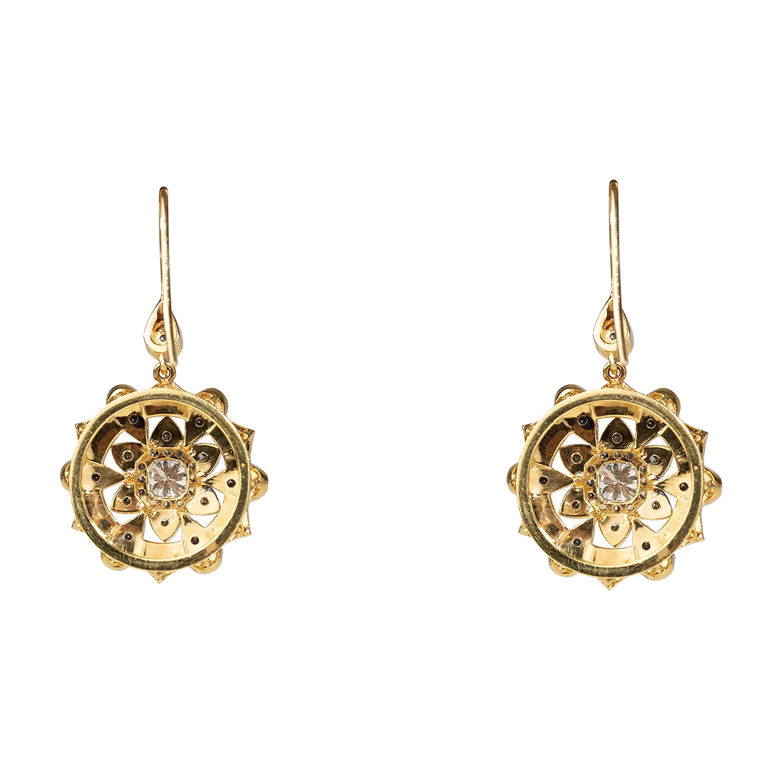 Diamond Flower Drop Earrings