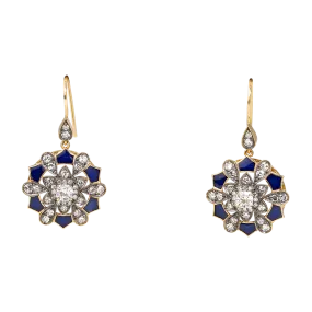 Diamond Flower Drop Earrings