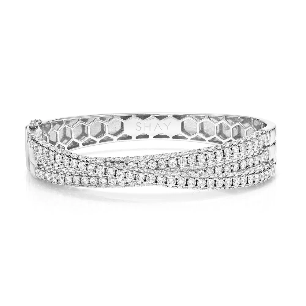 Diamond Three-Sided Orbit Bangle Bracelet