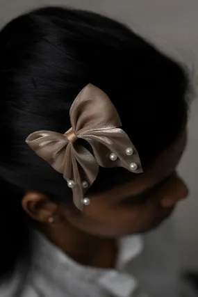 Elegant Satin Pearl Hair Clip for Luxurious Styling