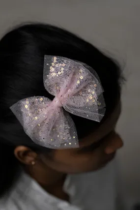 Elegant Tulle Bow Hair Clip with Sequin Detailing