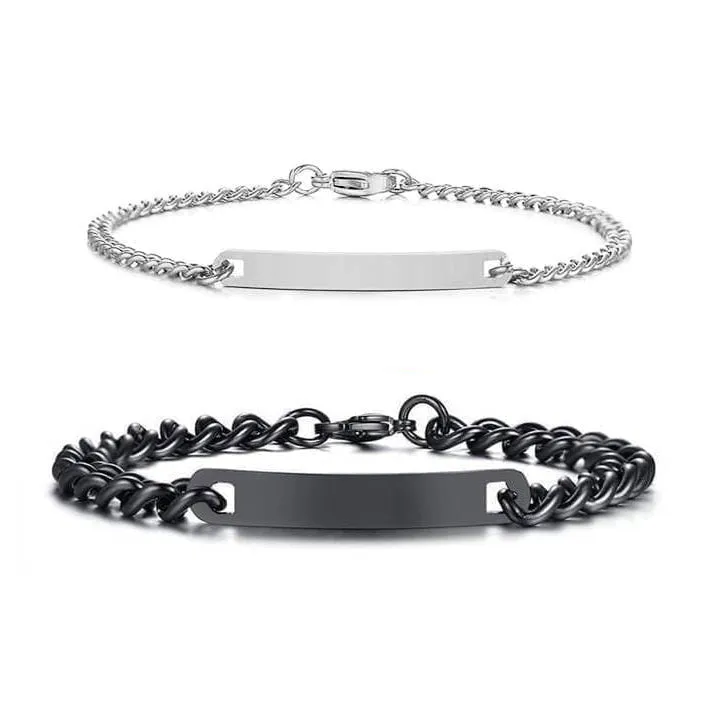 Engraved Couples Bracelets (Matching Set)