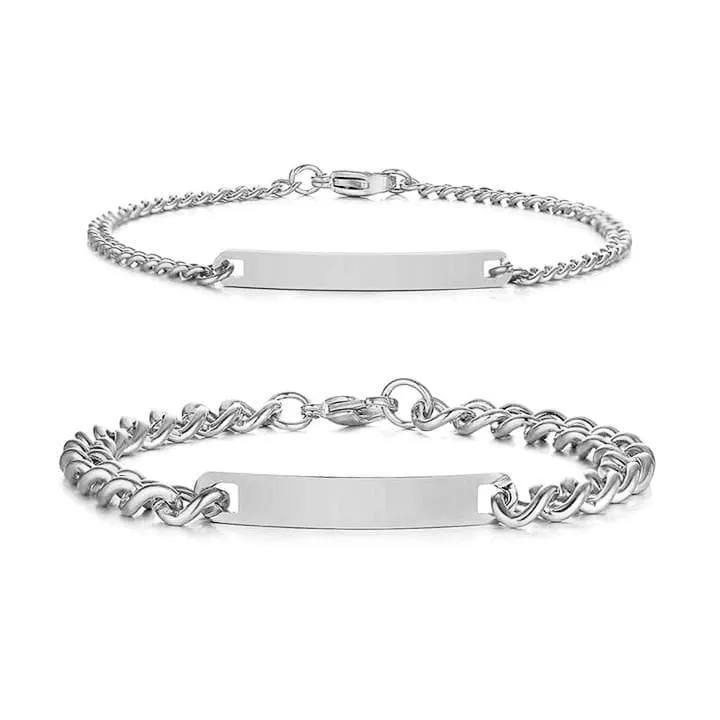 Engraved Couples Bracelets (Matching Set)