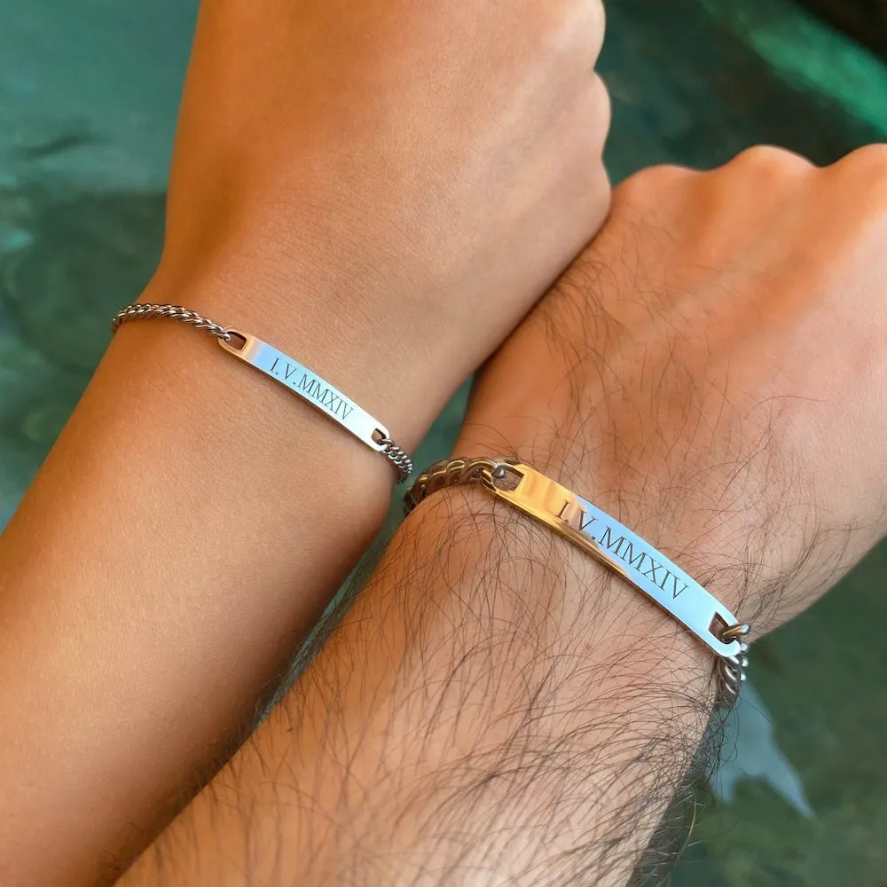 Engraved Couples Bracelets (Matching Set)