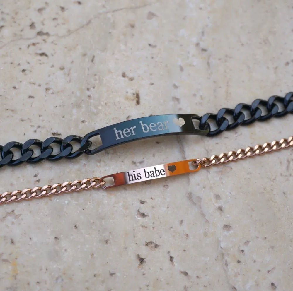 Engraved Couples Bracelets (Matching Set)