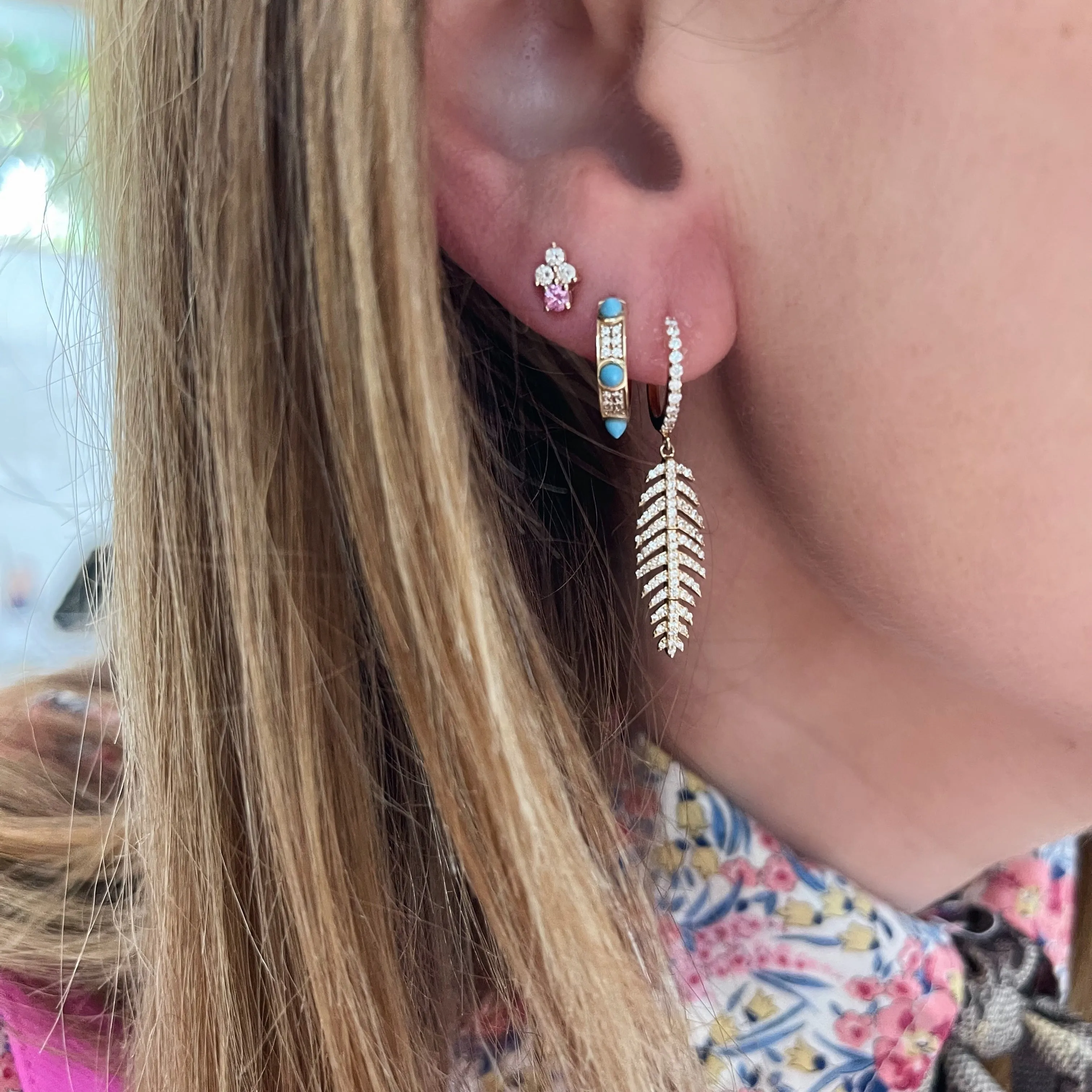 Fine Feather Drop Diamond Earrings