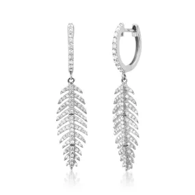 Fine Feather Drop Diamond Earrings