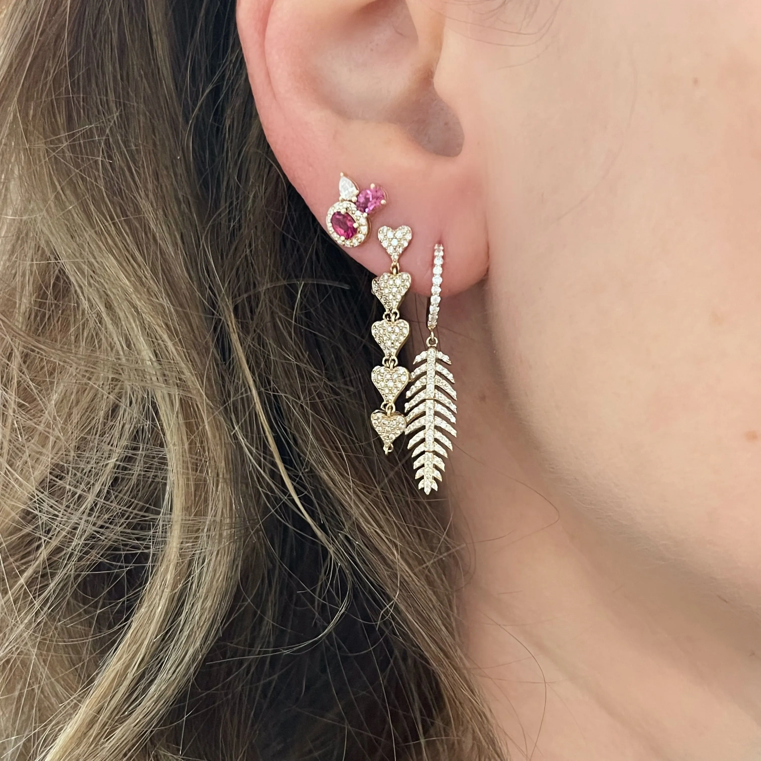 Fine Feather Drop Diamond Earrings