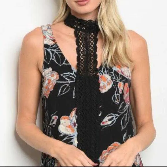 Floral Choker Mini Dress