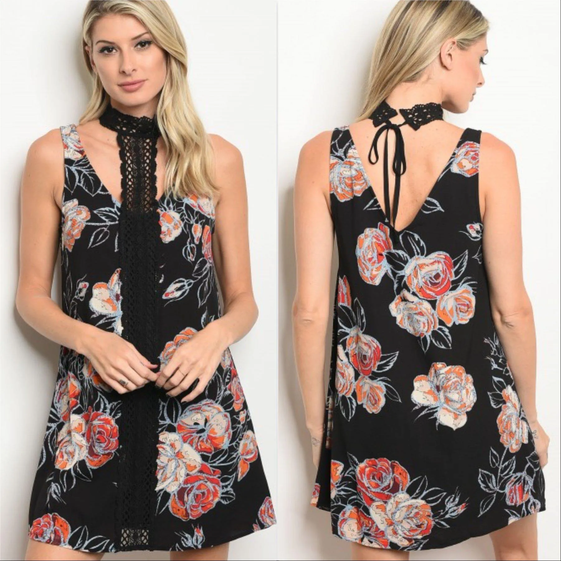 Floral Choker Mini Dress