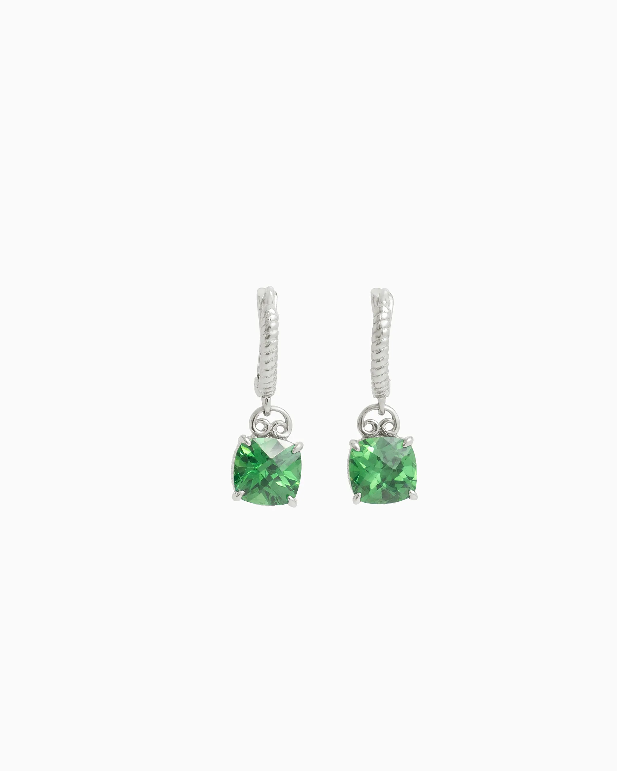 Gemstone Drop Huggie - Green Zircon