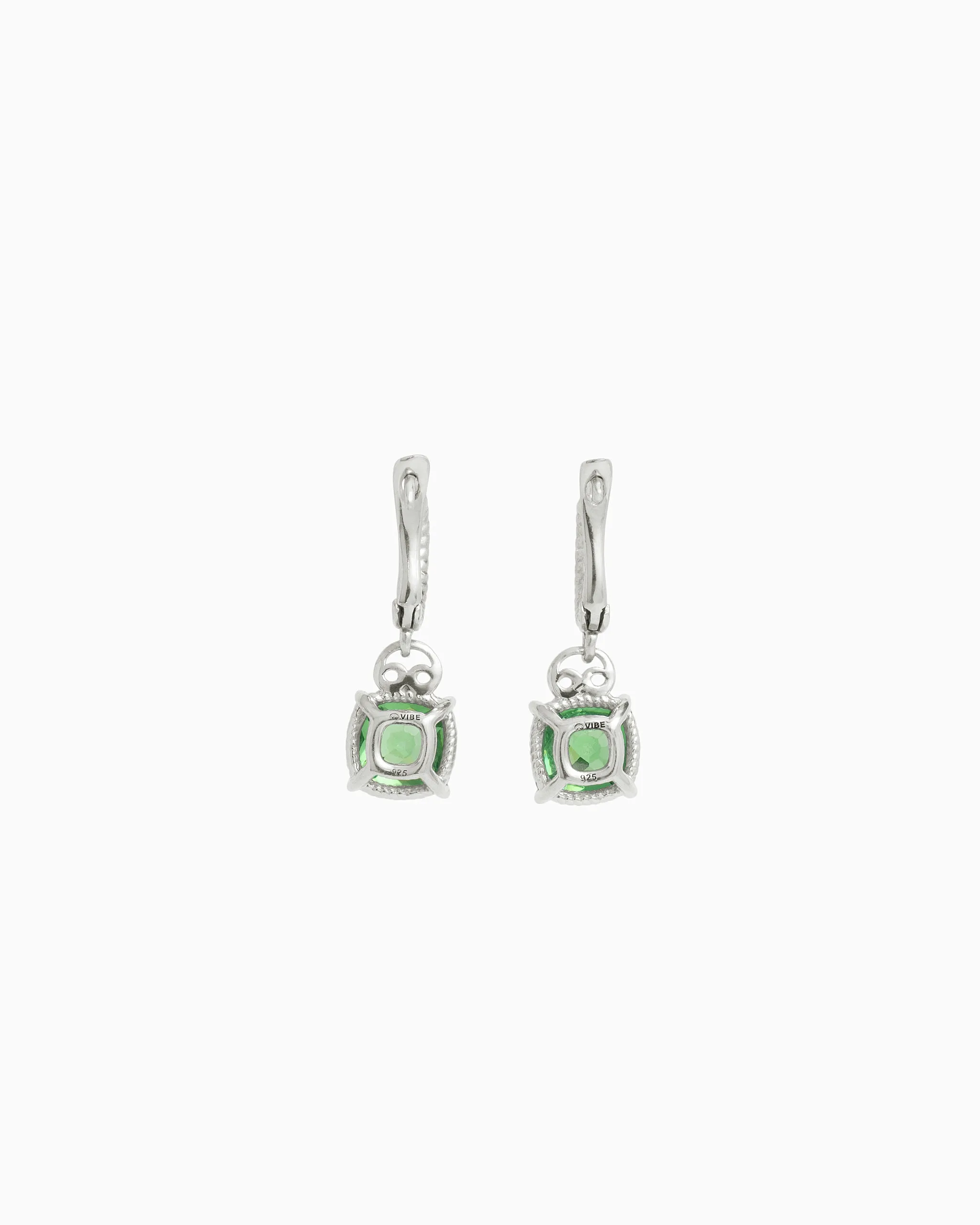 Gemstone Drop Huggie - Green Zircon