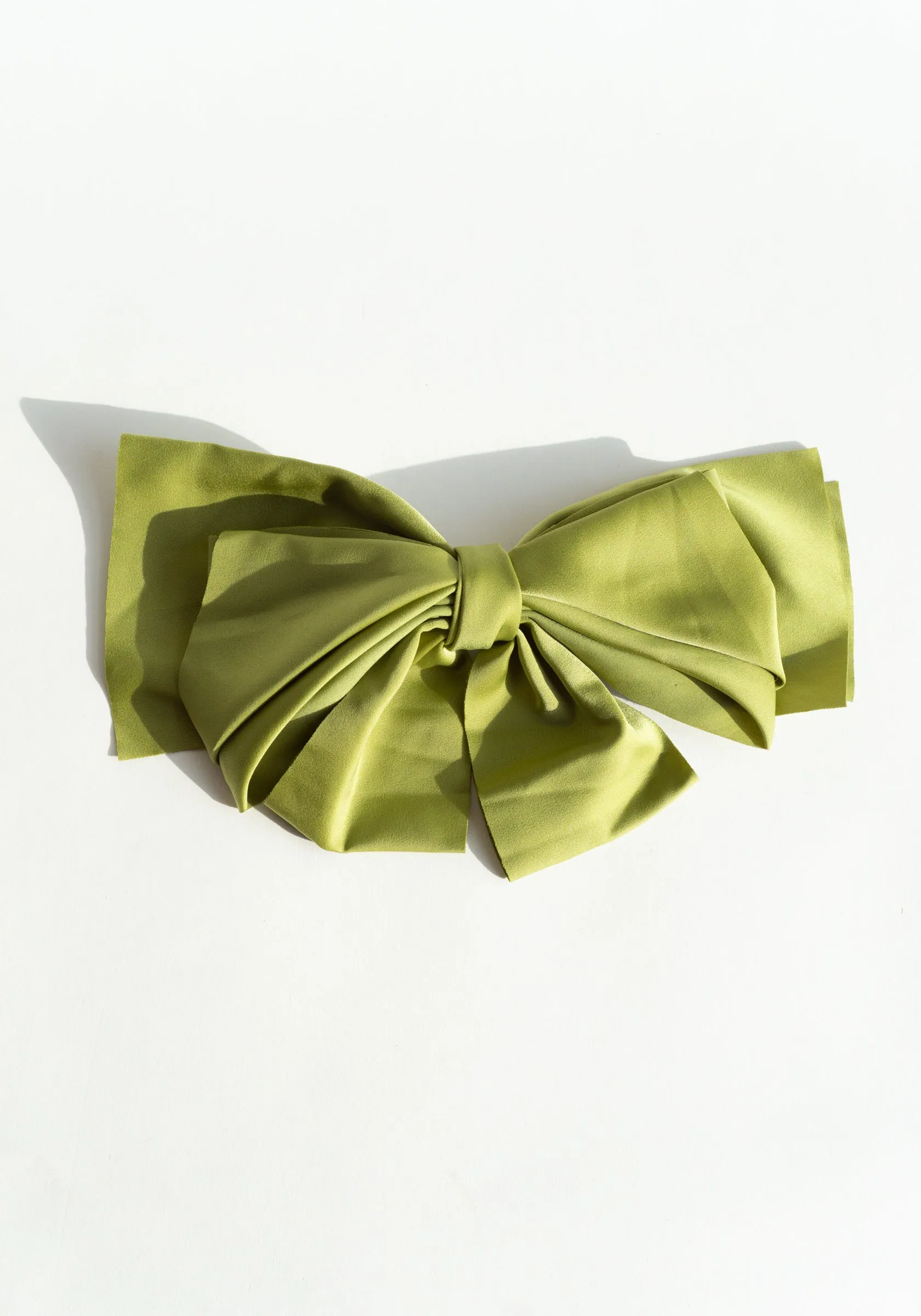 Giant Satin Bow Hair Clip in Green