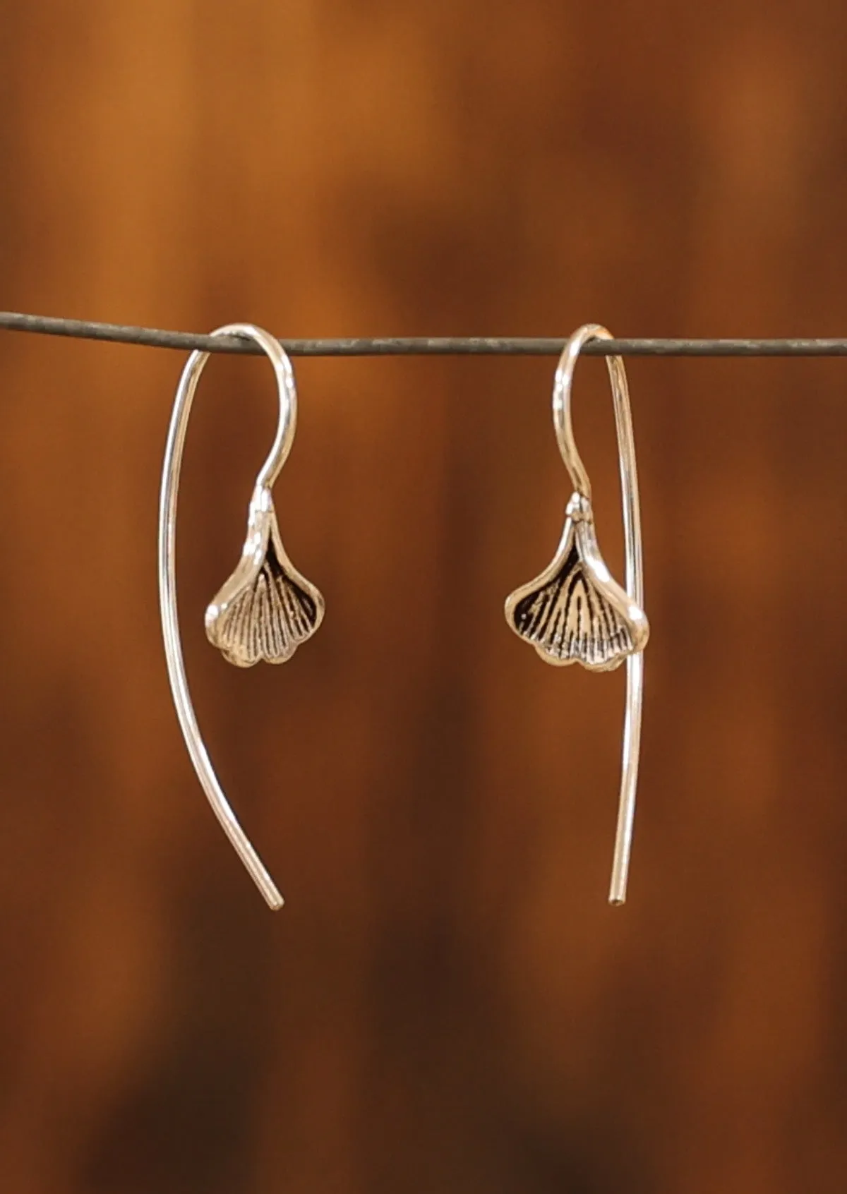 Ginko Silver Drop Earrings