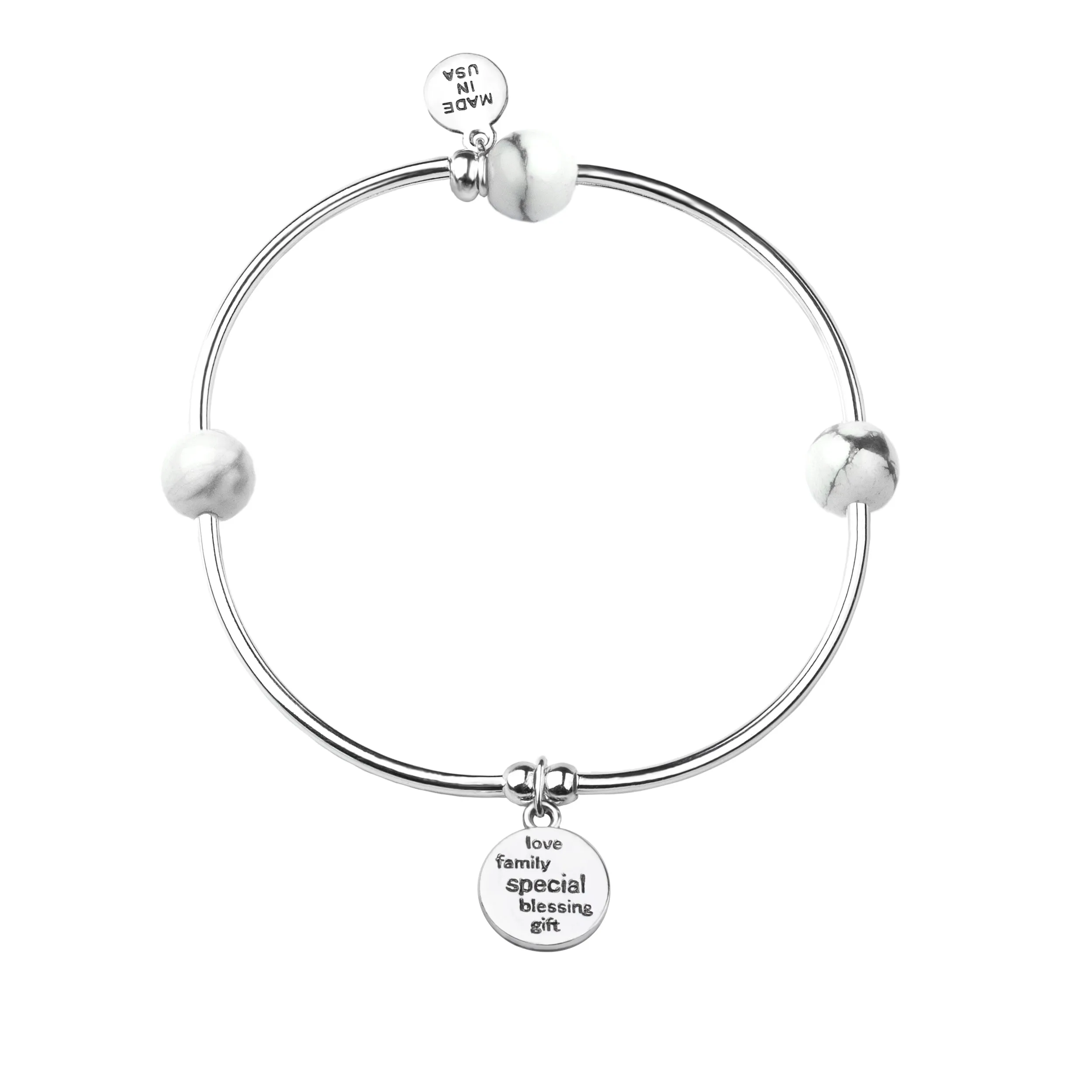 Godchild | Soft Bangle Charm Bracelet | Howlite