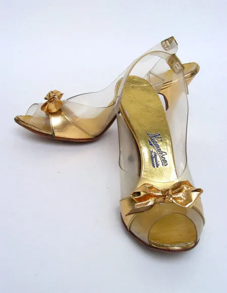 Gold Bow Slingbacks