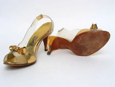 Gold Bow Slingbacks