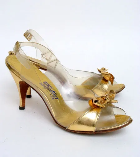 Gold Bow Slingbacks