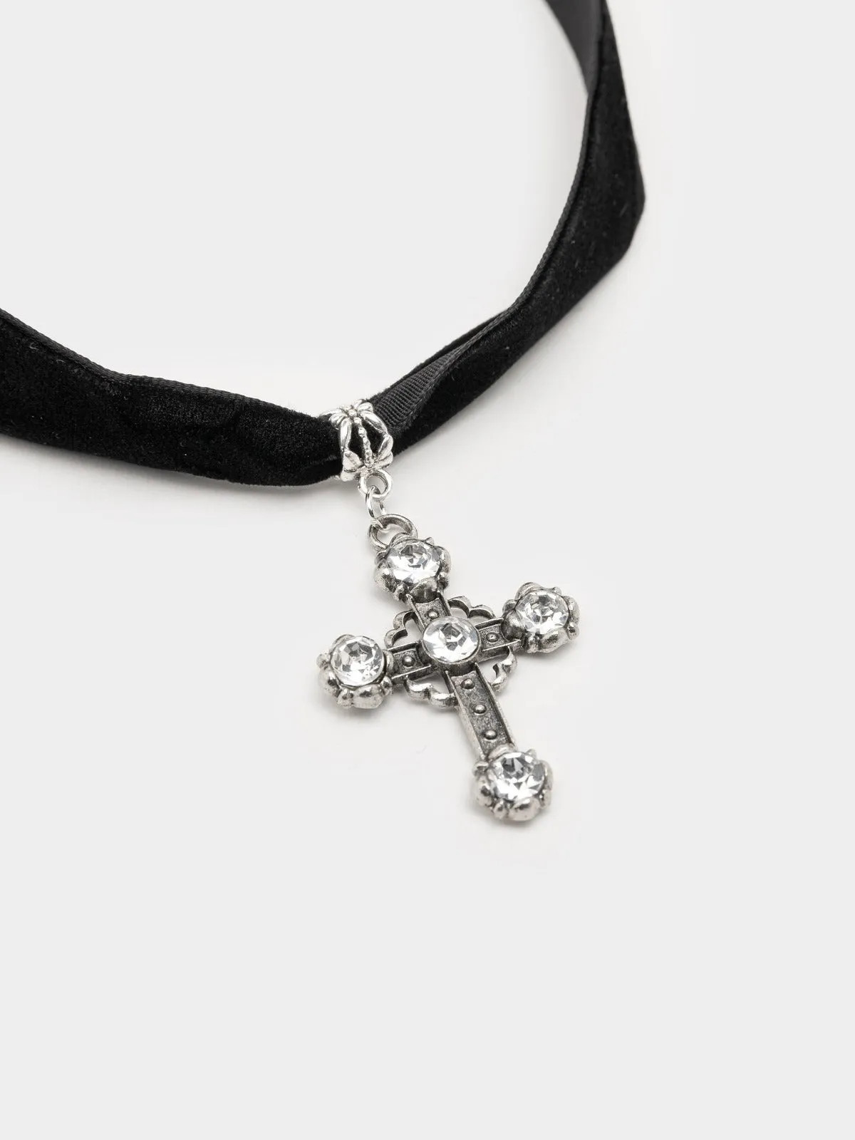 Gothic Cross Pendant Choker Necklace