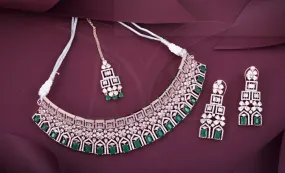 Green Rodium Ad Choker Necklace & Earring Set