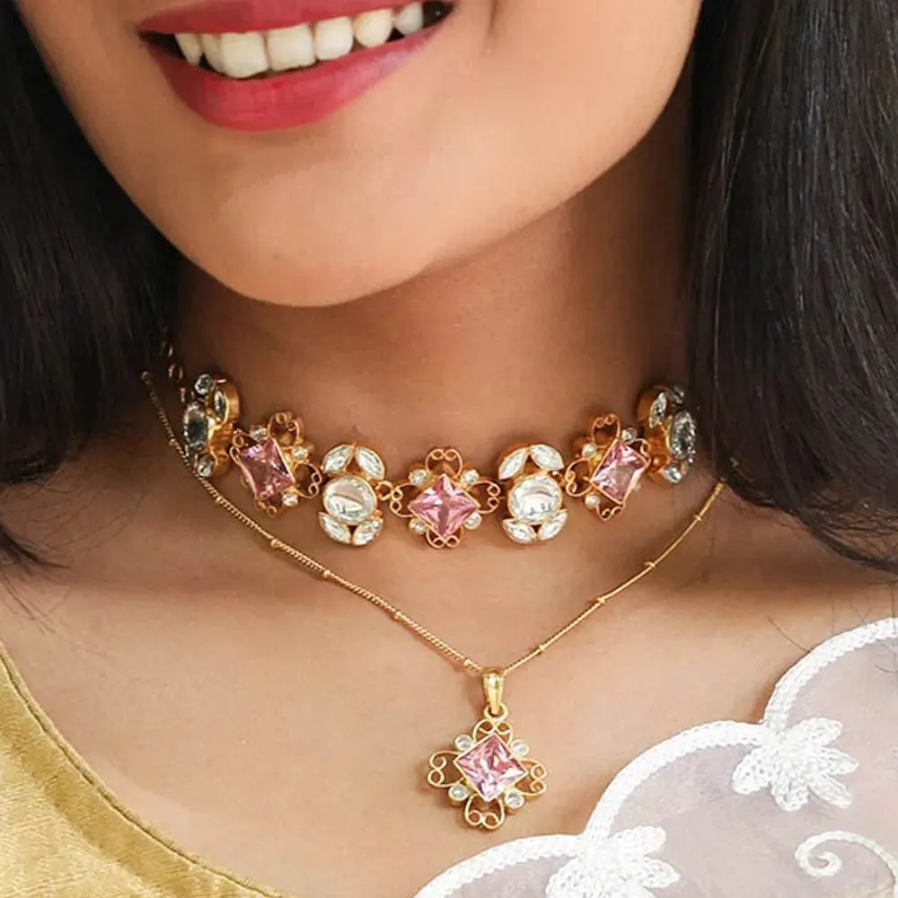 Gulabo Statement Silver Gold Plated Choker