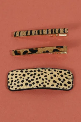 Hair Clip Set - Cheetah