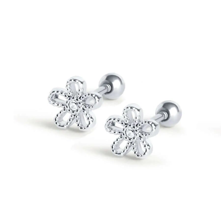 Halo Daisy Piercing Barbell Earrings Ball Back Earrings Sleeper Earrings