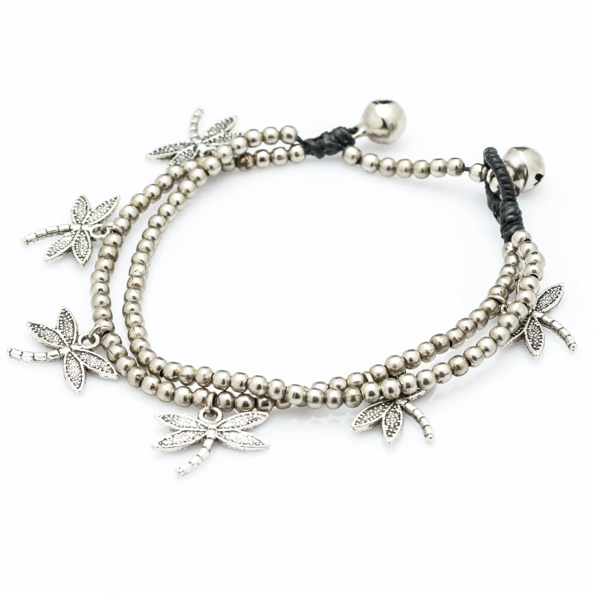 Hill Tribe Silver Bead And DragonFly Charm Bracelets