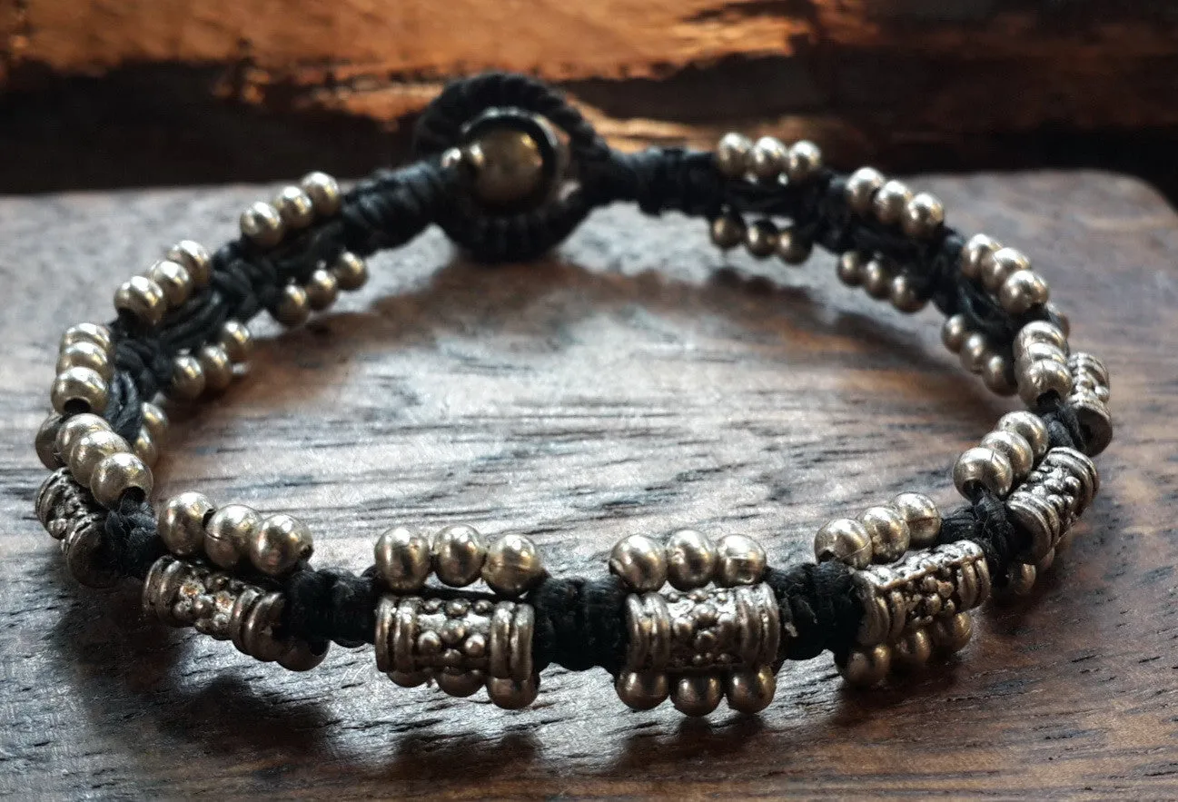 Hill Tribe Silver Bead And Rustic Charm Bracelets