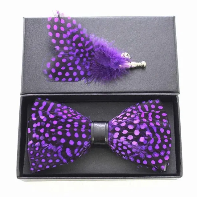 Hyacinth Feather Bow Tie Set