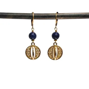 Lapis Vintage Orb Drop Earrings