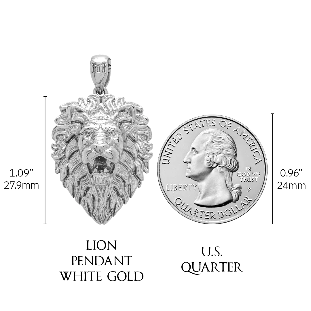 Lion Pendant - White Gold