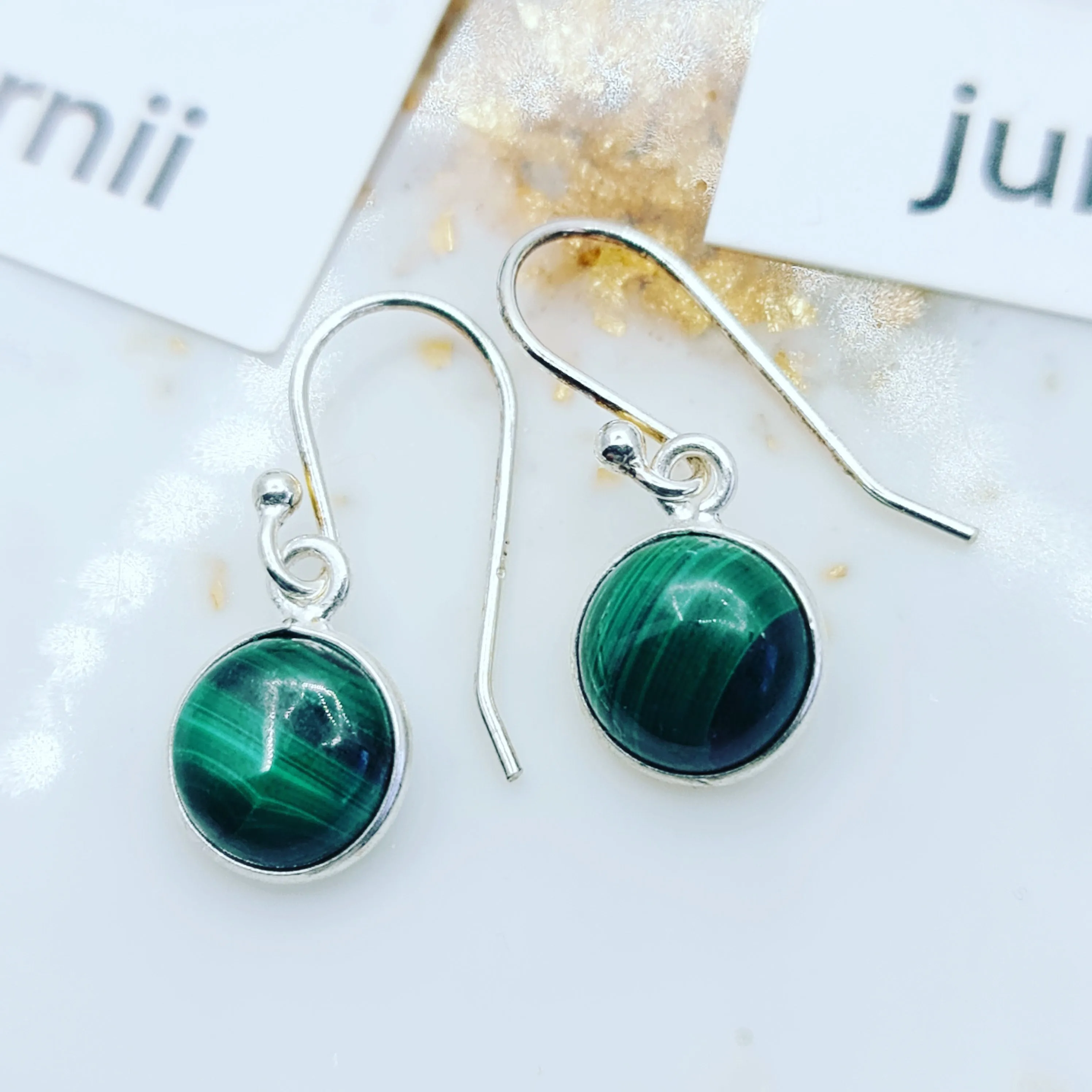 Malachite ball drop Stone earrings