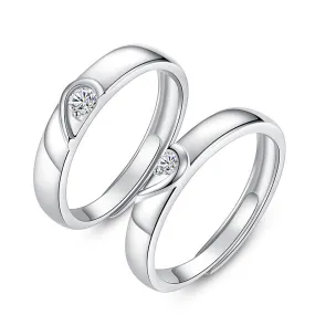 Matching Heart Adjustable Promise Rings Sterling Silver