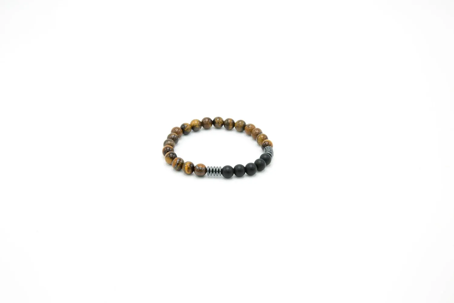 Men’s Natural Stone Beaded Bracelet, Set of 3 Bracelets with Gemstone Hematite Beaded Bracelet, Tiger Eye Bracelet, Leather Bracelet