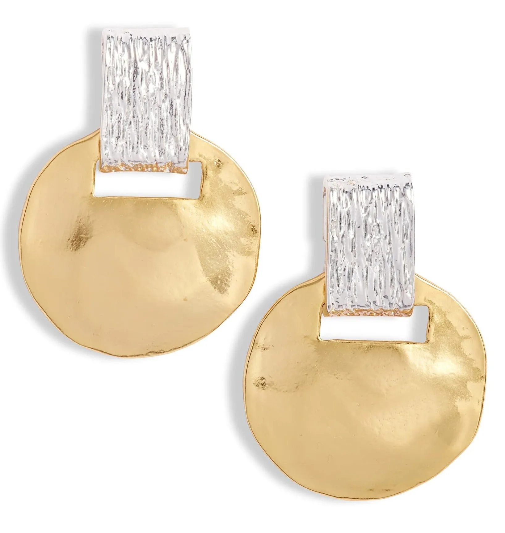 Mixed metal short drop earrings