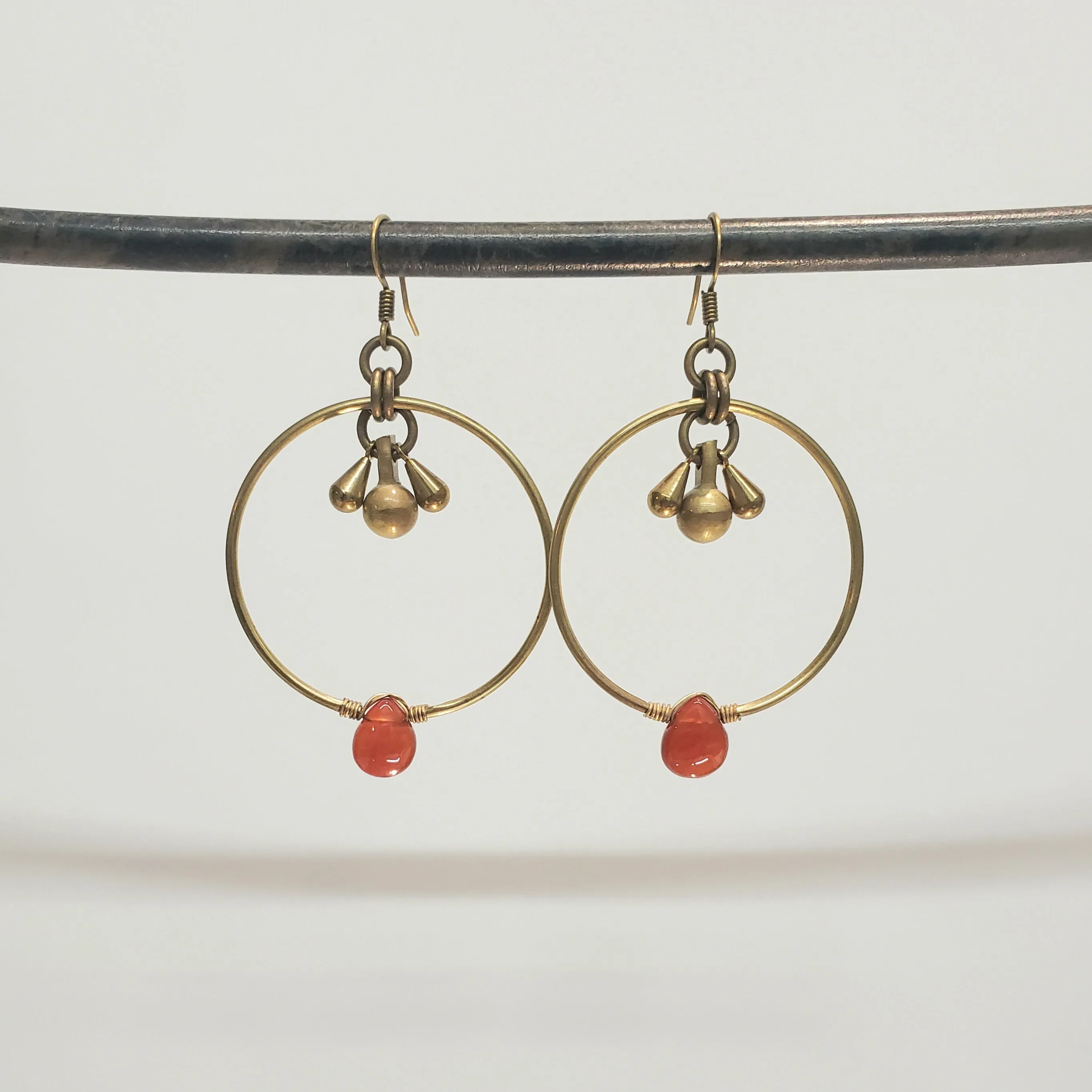 Modern Hoops Drop Earrings - Carnelian