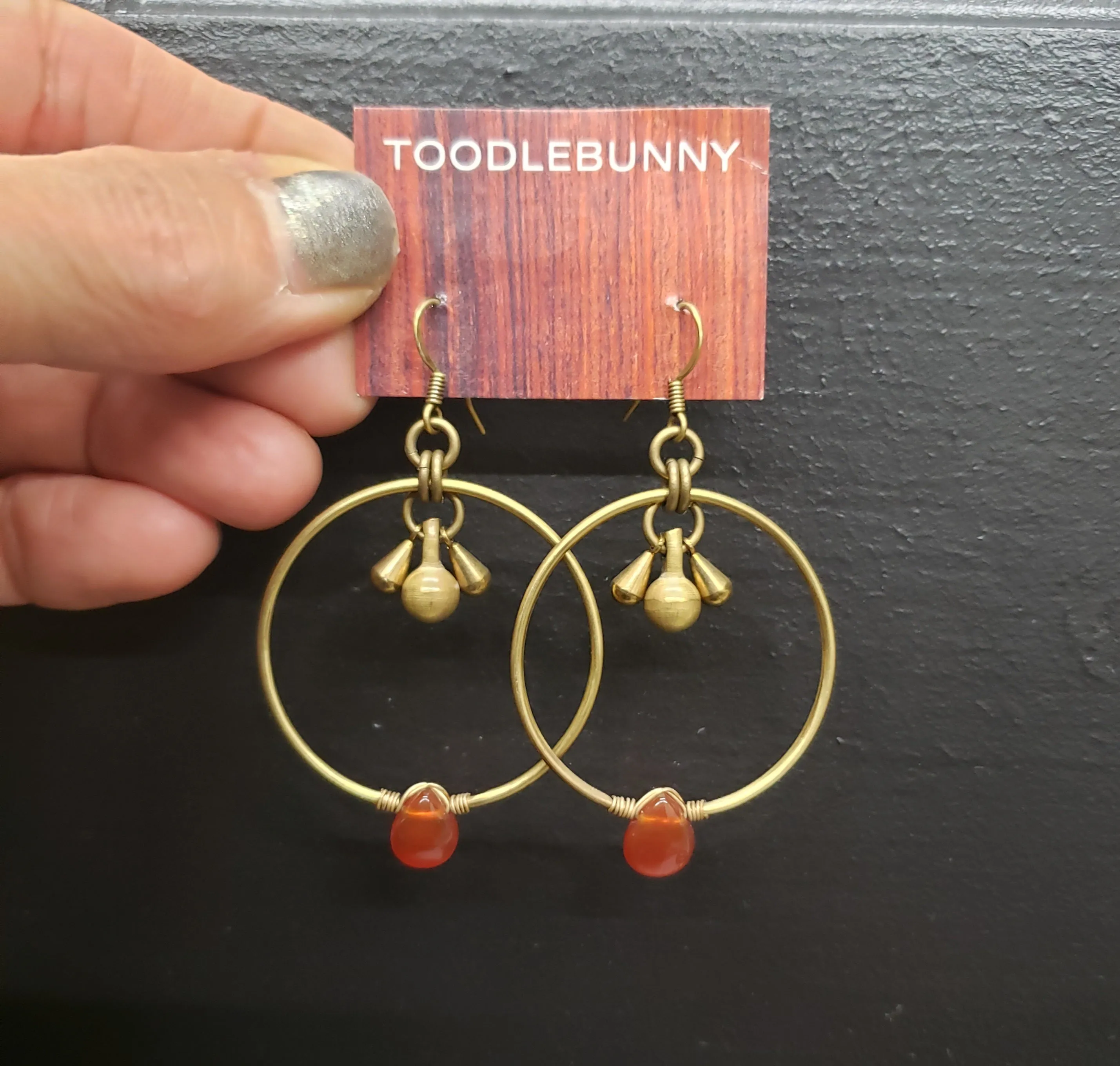 Modern Hoops Drop Earrings - Carnelian