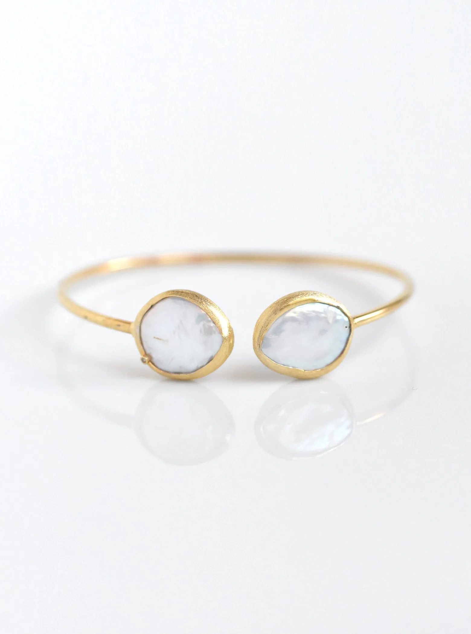 Mother of Pearl and Diamond Double Bangle