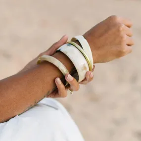 Natural Horn with Gold Bangle Set