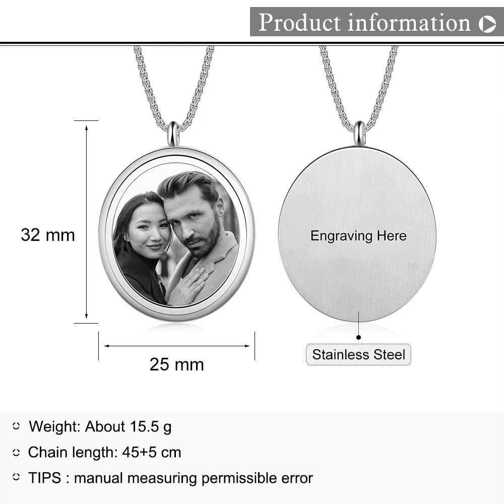 Oval Choker Charm Custom photo Necklace For Her