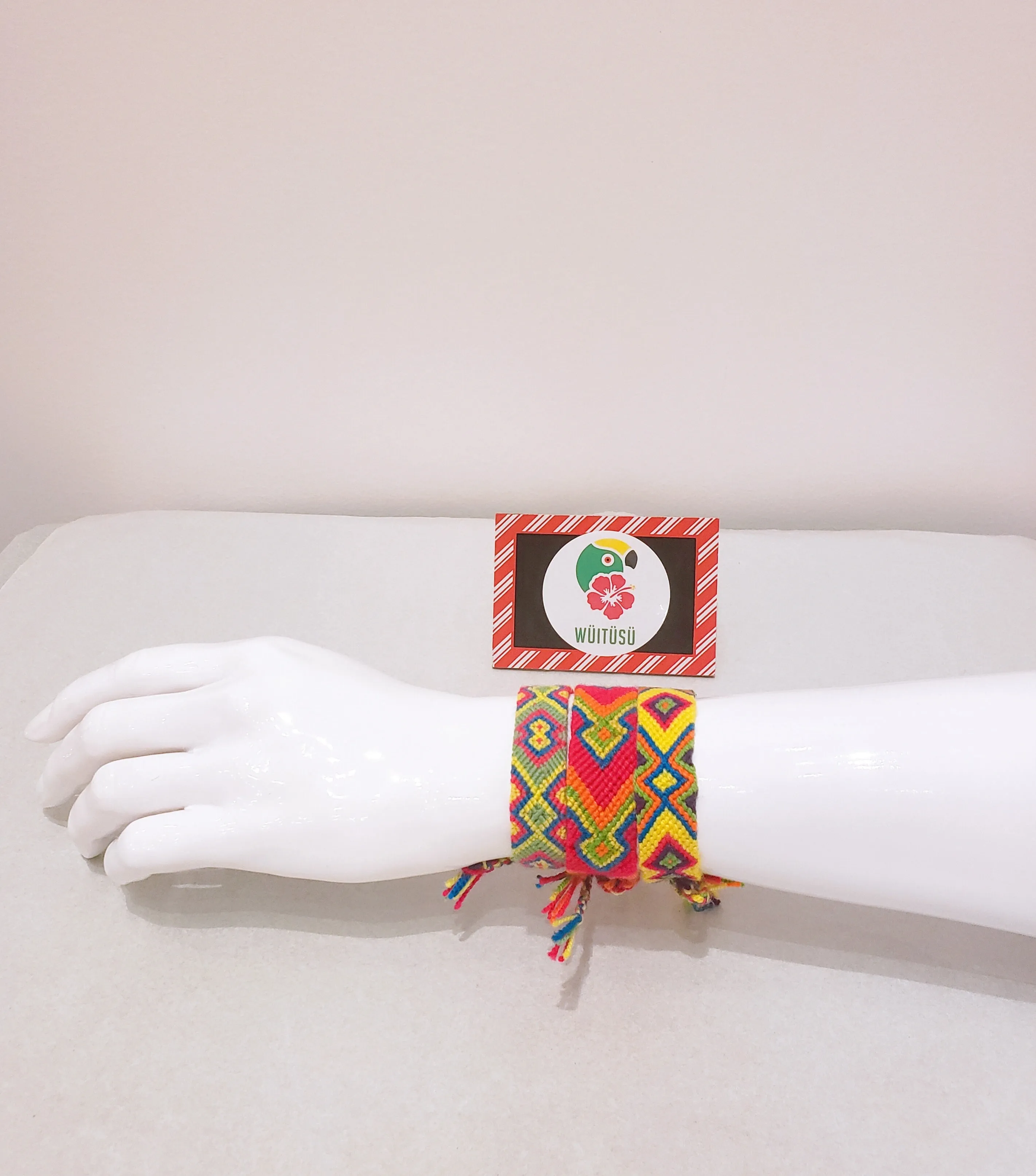 Pack of Three Neon Wayuu Handmade Bracelets