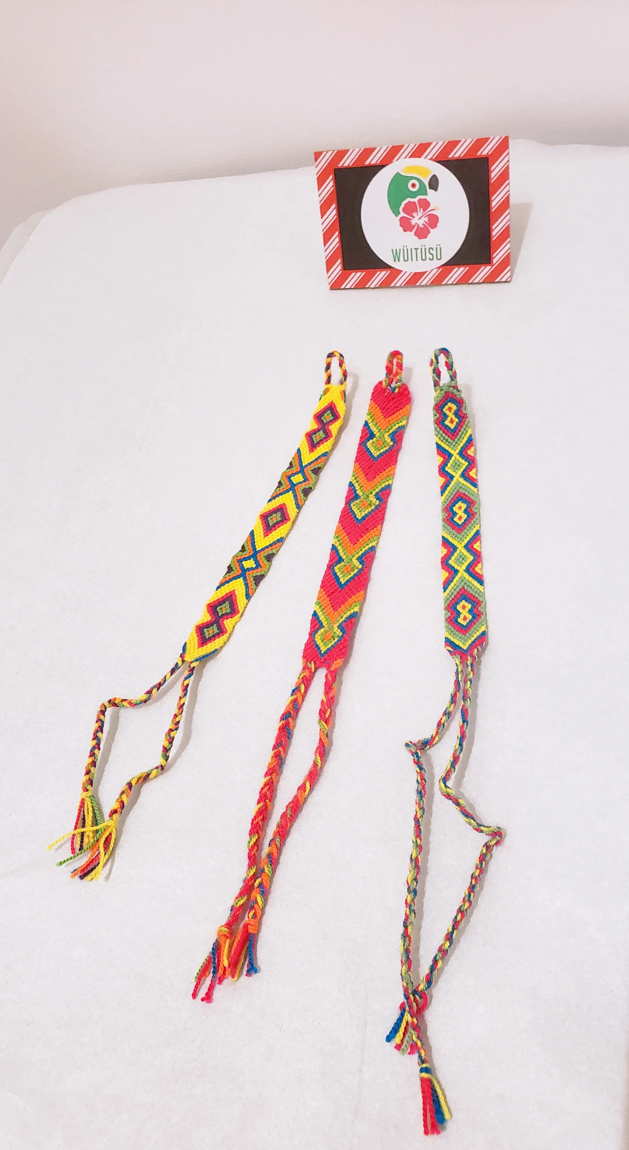 Pack of Three Neon Wayuu Handmade Bracelets