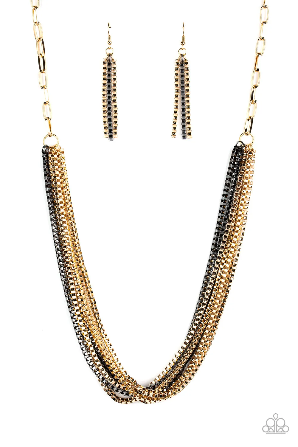 Paparazzi Necklace ~ Beat Box Queen - Gold Necklace