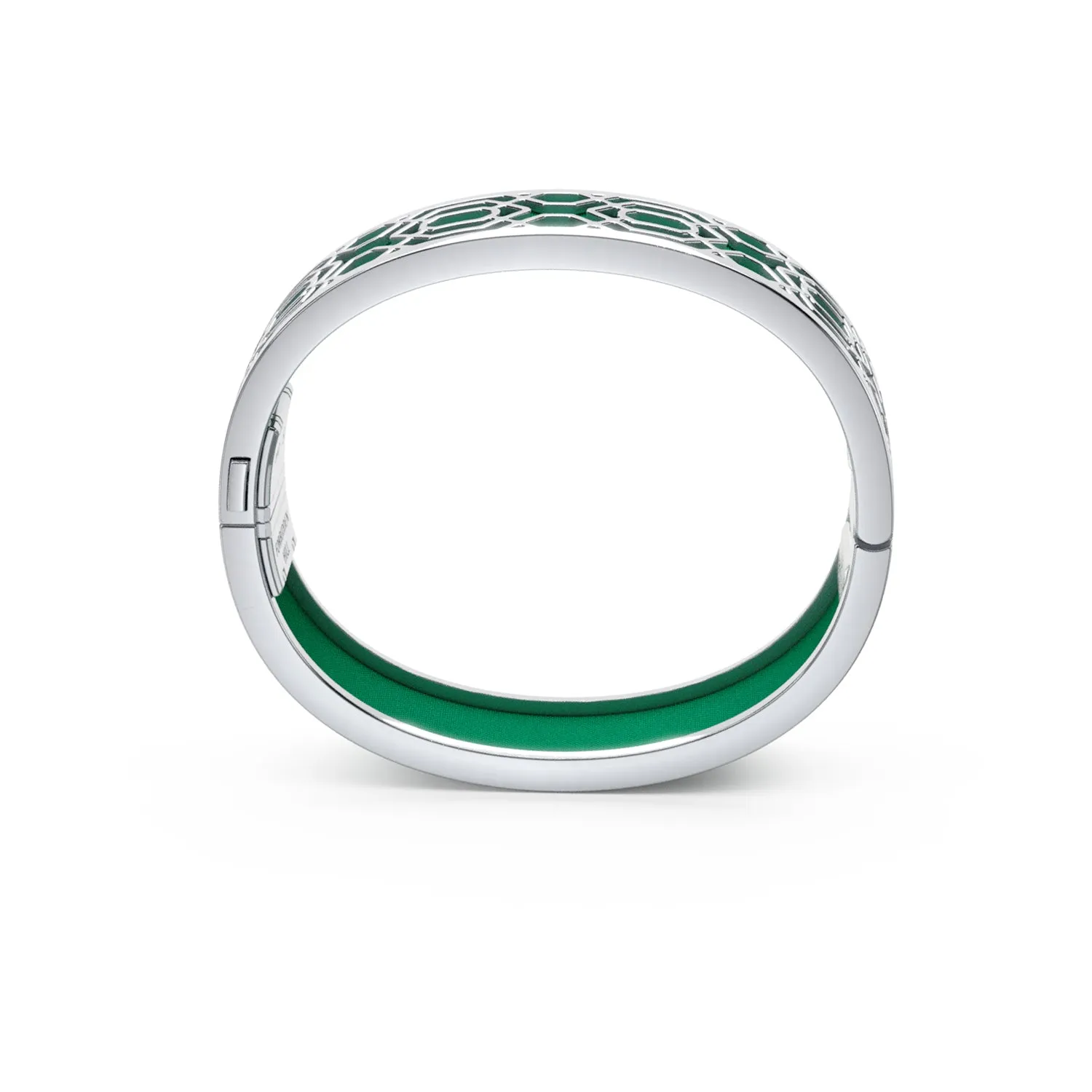 Peranakan Grace Bangle - Python Green - Sterling Silver